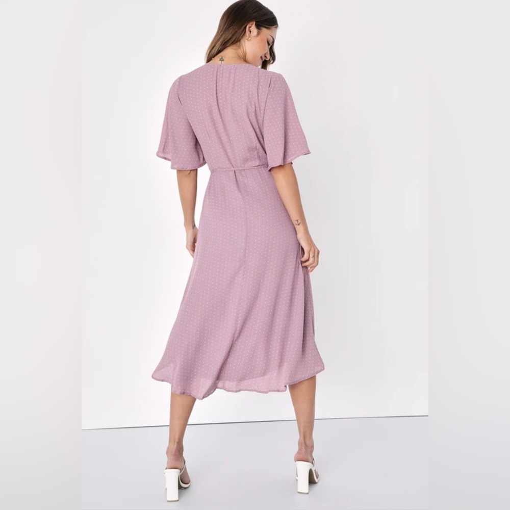 Mauve Print Midi Wrap Dress Color: Mauve Print Si… - image 3